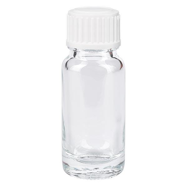 Flacon de pharmacie transparent 10ml bouchon vissable blanc Globuli Std