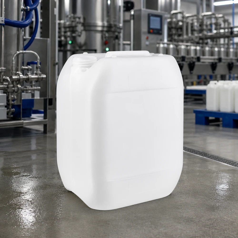 Bidon de produits chimiques de 10 L sans bouchon, en plastique translucide, avec un large goulot à vis