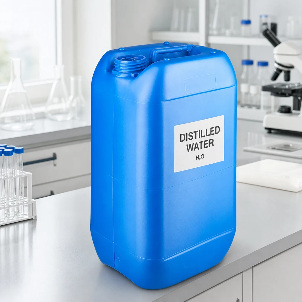 Bidon en plastique vide de 15 L, bleu, à large ouverture et avec poignée de transport, sans couvercle