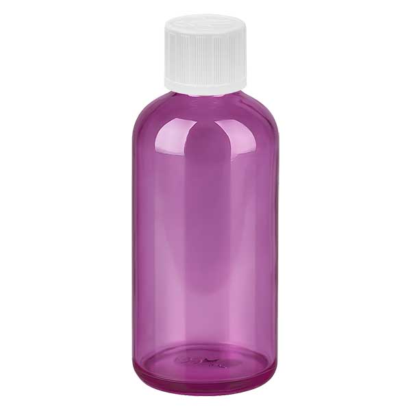 Bouteille 100ml 11mm bouchon à vis blanc standard à l'épreuve des enfants PurpleLine. UT18/100