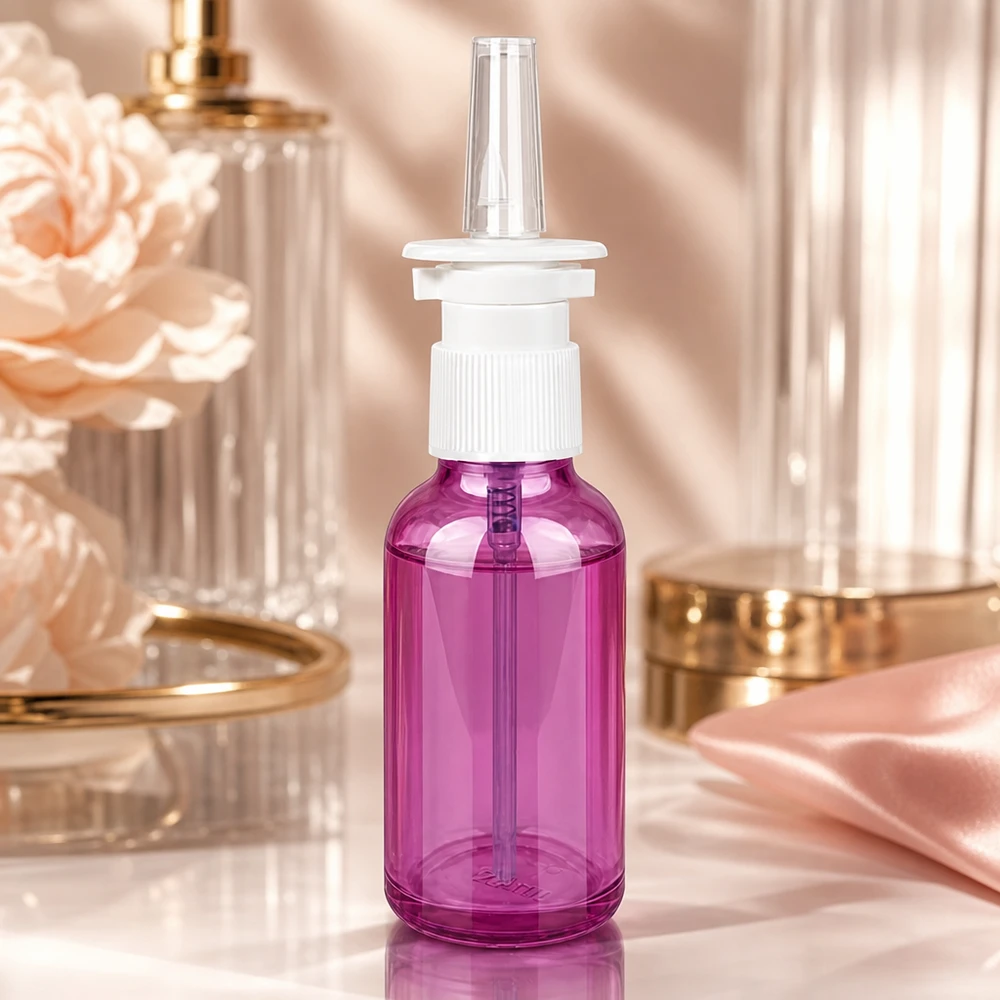 Vaporisateur nasal de 30ml blanc/transparent standard PurpleLine. UT18/30 Bouteille médicale en verre Purple de 30 ml avec embout nasal précis à usage thérapeutique