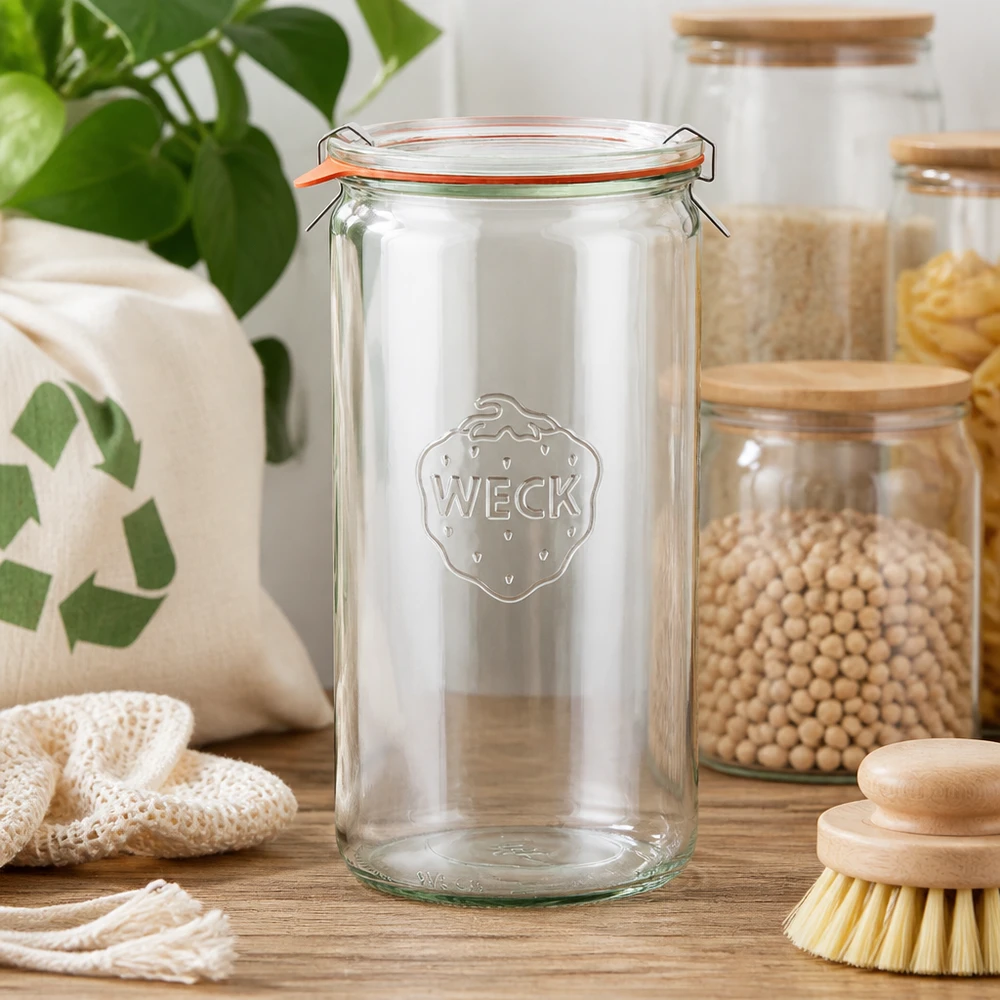 WECK Pot cylindrique 1590ml RR100 vide en cuisine durable avec bocaux à provisions Légumineuses Zero Waste Lifestyle