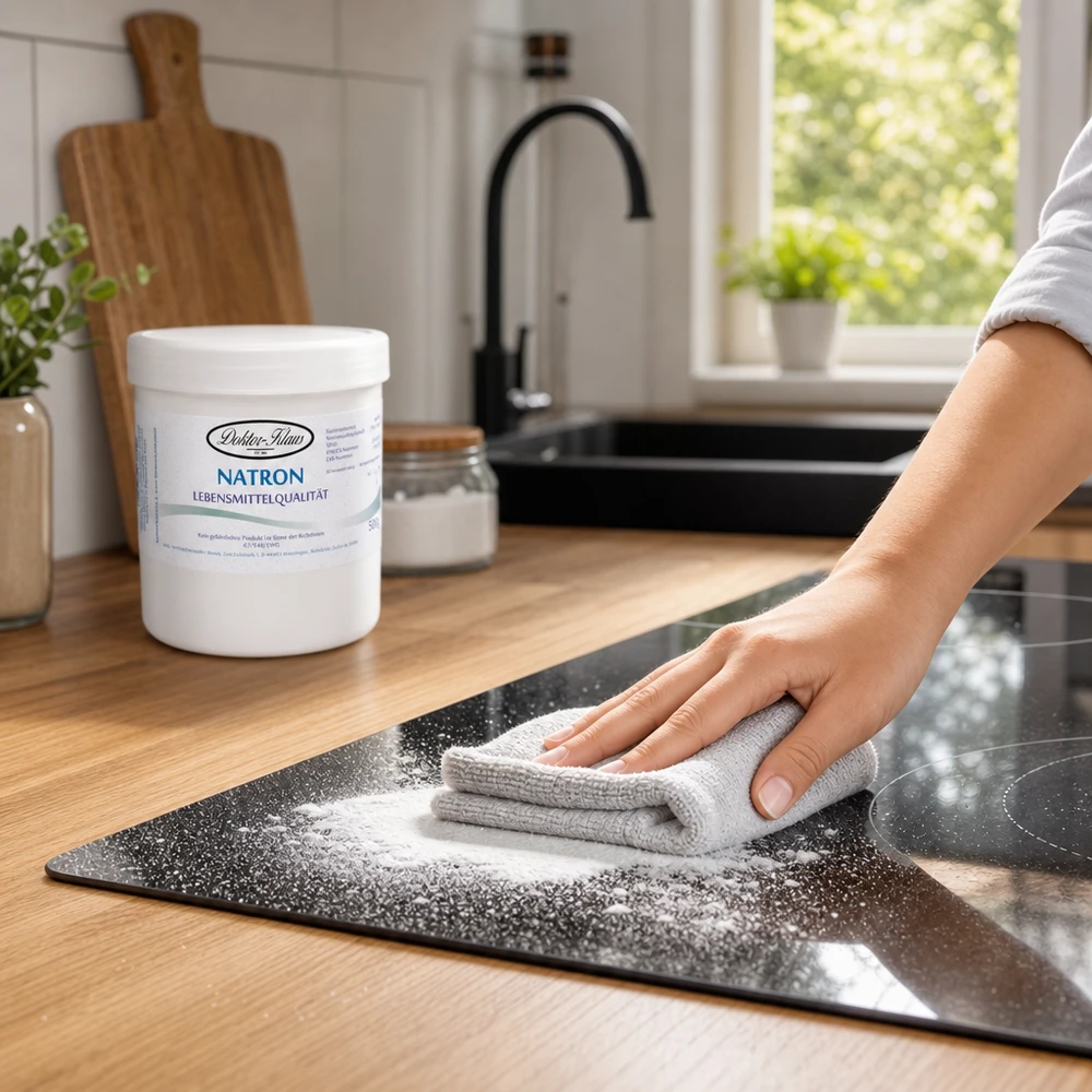 Bicarbonate de soude Doktor Klaus, en boîte blanche de 500 g, apte à l’utilisation alimentaire Bicarbonate de soude Docteur Klaus 500g poudre pour nettoyer les plaques de cuisson et les surfaces dans la cuisine