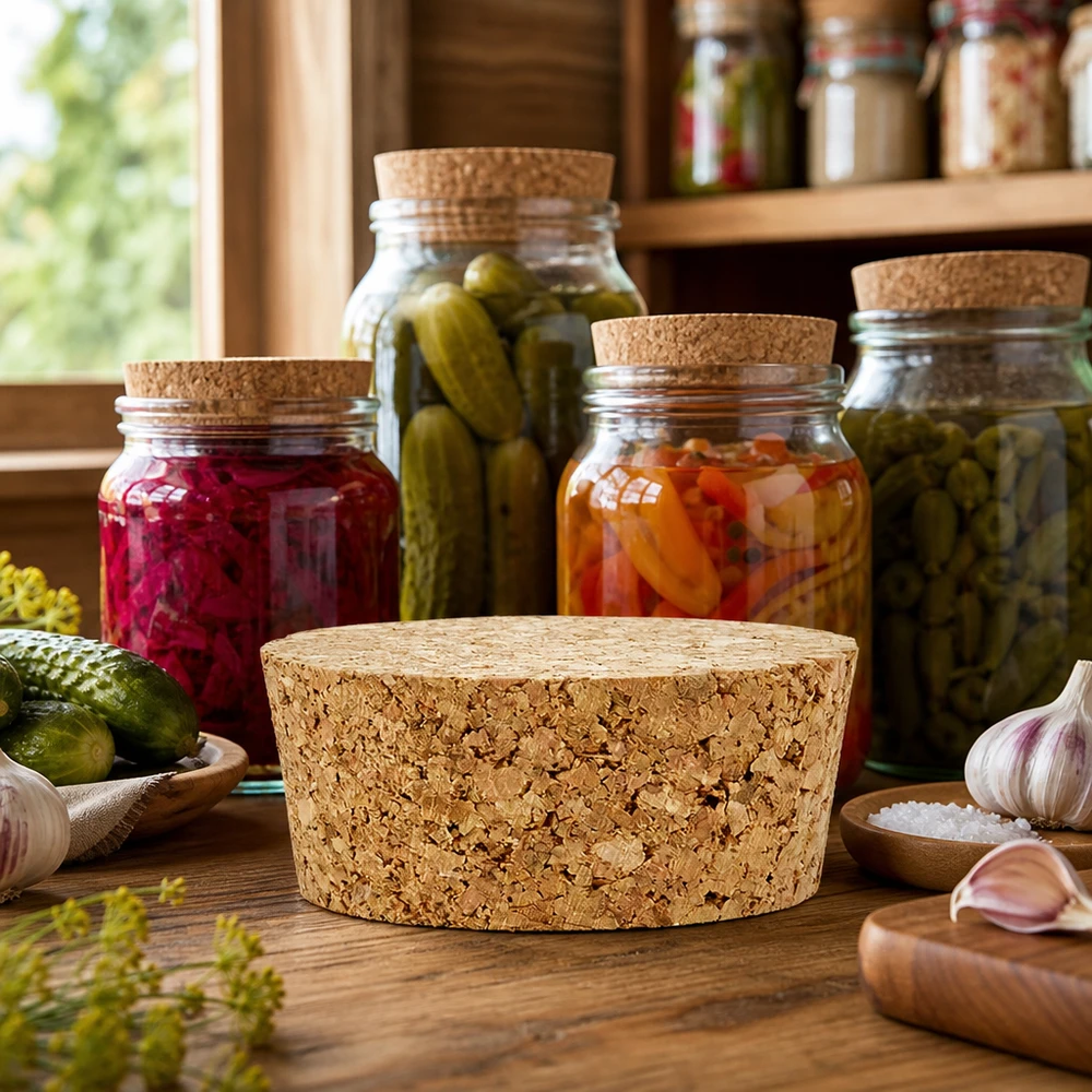 Bouchon RR40 pour bocaux WECK de cornichons fermentés choucroute cuisine rustique bouchon liège naturel 40mm