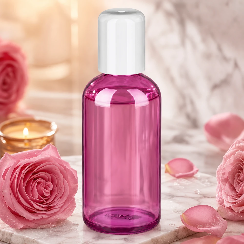 Flacon roll-on 100ml blanc standard PurpleLine UT18/100 Bouteille élégante de 100 ml avec bouchon à bille blanc, idéale pour les parfums et les huiles faits maison.