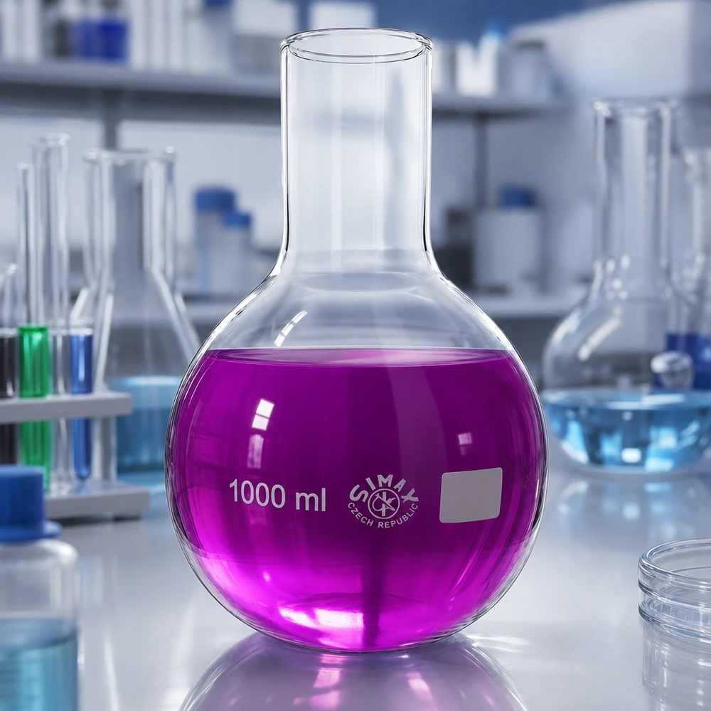 Ballon à fond plat 1000 ml à col large, en verre borosilicate avec bord renforcé Ballon professionnel à col large 1000ml pour la distillation et les synthèses chimiques en laboratoire