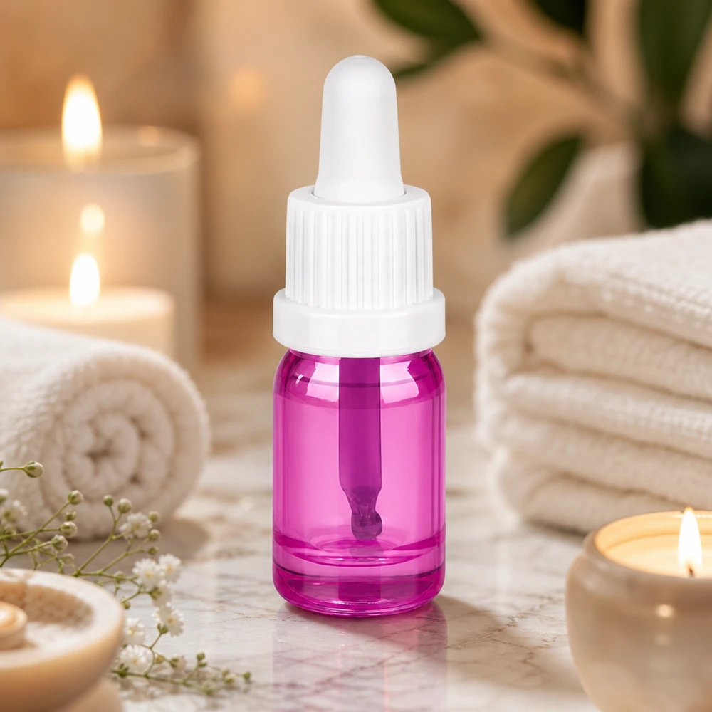 Flacon pipette 5ml blanc Originalité Bouchon à vis PurpleLine UT18/5 Bouteille violette de 5 ml avec propriétés anti-UV pour protéger les substances sensibles à la lumière