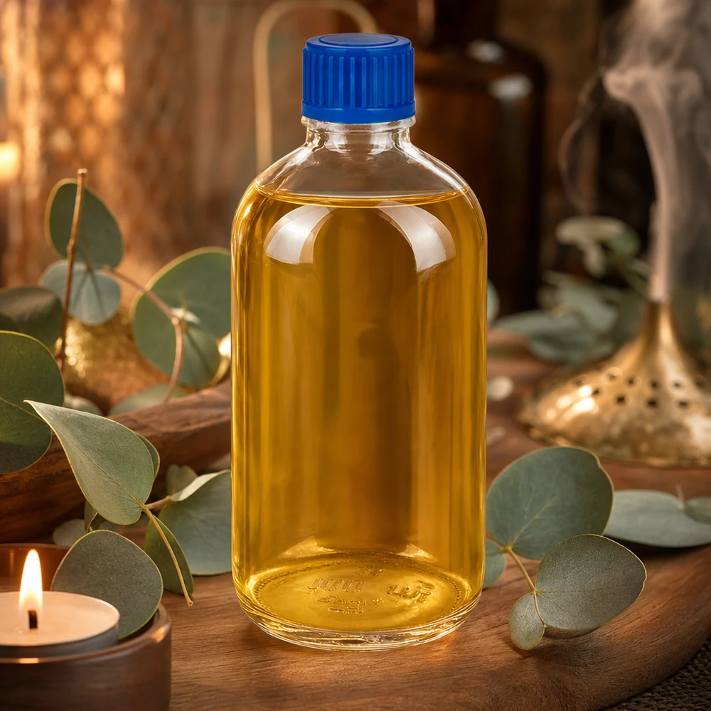 Petite bouteille en verre de 100 ml avec bouchon bleu ClearLine UT18 STD pour huiles essentielles et essences