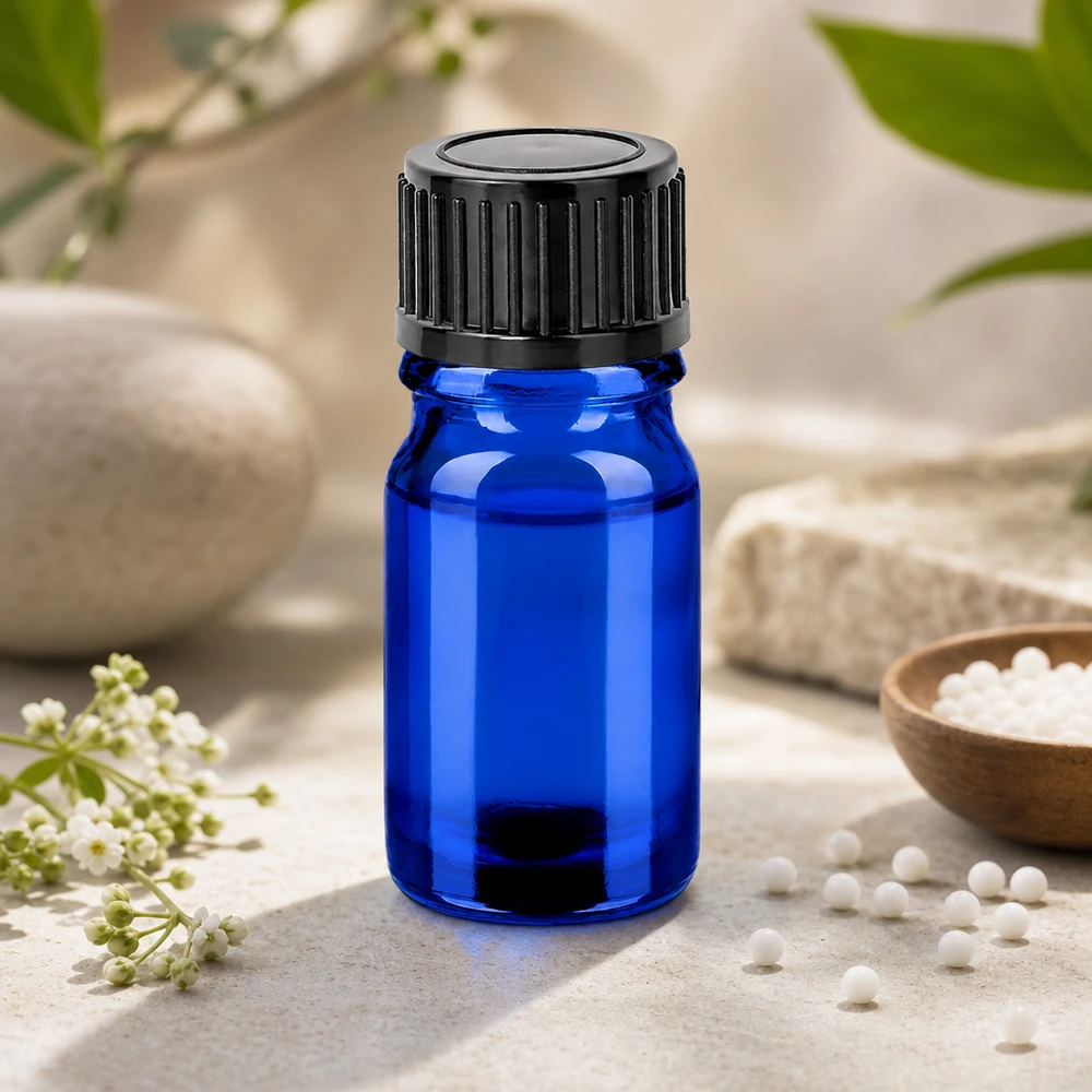 Flacon 5ml 11mm SV noir STD BlueLine UT18/5 Flacon premium de 5ml en verre teinté avec bouchon de sécurité enfant pour une conservation en toute sécurité