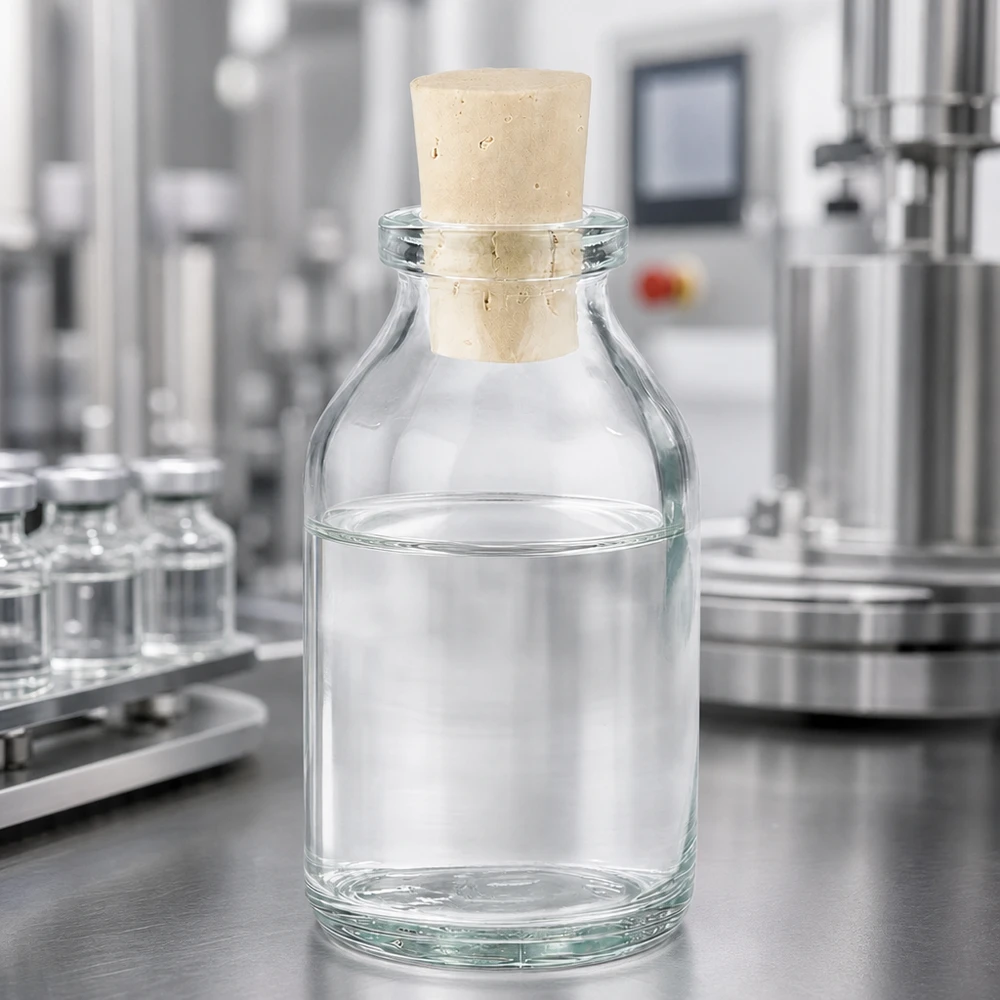 Flacon en verre clair 20 ml avec bouchon de liège 11/14 mm Handliche Vorratsflasche 20ml aus transparentem Glas mit beigem Korkstopfen 11/14mm