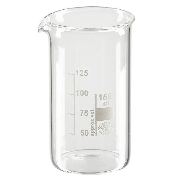 Bécher 150ml en verre borosilicate résistant à la chaleur (forme haute) Bécher 150ml en verre borosilicate résistant à la chaleur (forme haute)