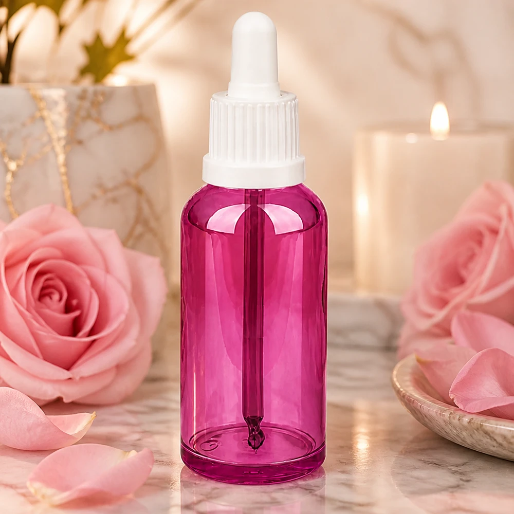 Flacon pipette 50ml blanc originalité bouchon à vis PurpleLine UT18/50 Flacon compact de 50ml violet avec compte-gouttes - parfait pour le bricolage cosmétique et les produits naturels