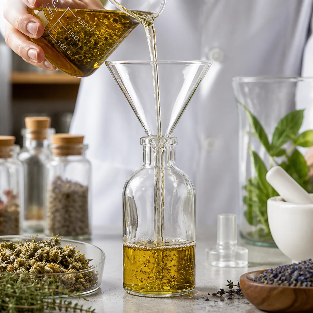Entonnoir de laboratoire de précision 100mm en verre borosilicaté résistant à la température pour un dosage exact
