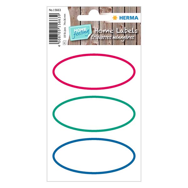 Étiquettes universelles tricolore (18 stickers) 76x34mm Étiquettes universelles tricolore (18 stickers) 76x34mm