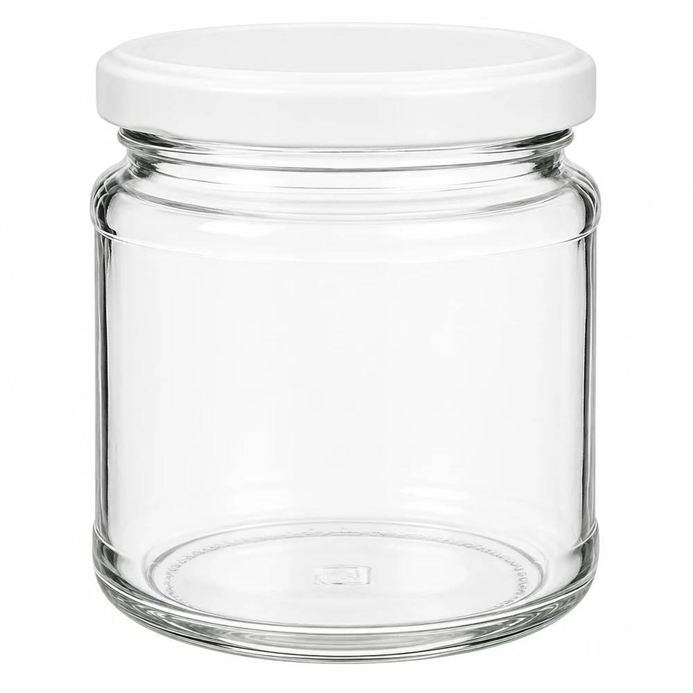 212ml Verre rond avec couvercle BasicSeal blanc UNiTWIST 212ml pot rond avec couvercle blanc BasicSeal UNiTWIST - pot en verre vide pour la conservation et le stockage