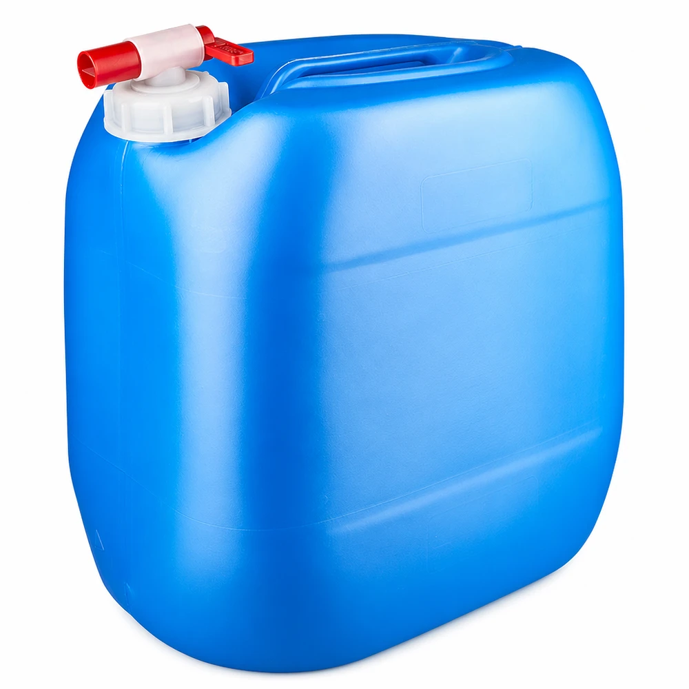 Bidon 30 litres bleu avec robinet Bidon d'eau robuste en PEHD de 30 L, de couleur bleue, muni d'un robinet pratique pour le remplissage