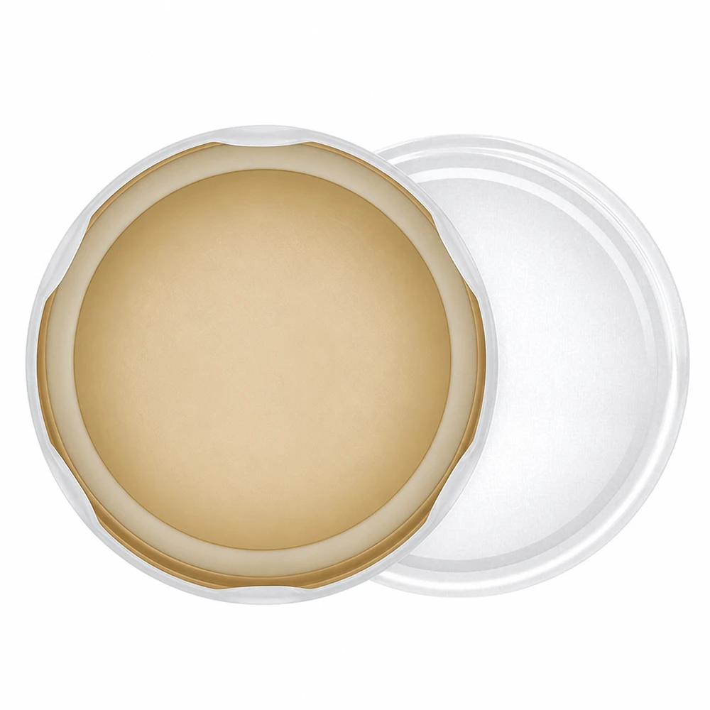 Pot cylindrique 230ml avec couvercle BioSeal blanc ouvert montre l'intérieur et le mécanisme de fermeture