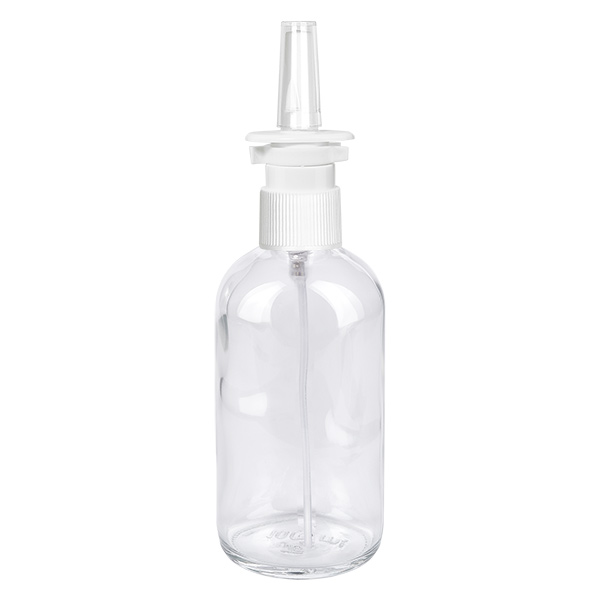 100ml flacon vaporisateur nasal blanc/tr. STD ClearLine UT18/100 Flacon vaporisateur nasal transparent ClearLine de 100 ml avec tête de pulvérisation blanche et embout nasal
