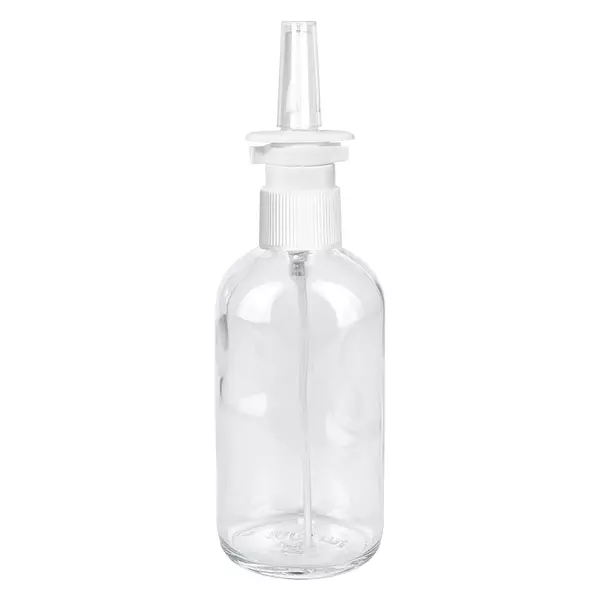 100ml flacon vaporisateur nasal blanc/tr. STD ClearLine UT18/100 Flacon vaporisateur nasal transparent ClearLine de 100 ml avec tête de pulvérisation blanche et embout nasal