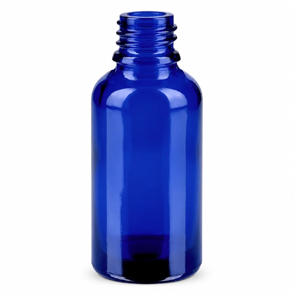 Flacon de 30ml 11mm SV blanc STD BlueLine UT18/30 Flacon en verre bleu de haute qualité de 30ml avec bouchon blanc idéal pour les cosmétiques et sérums DIY