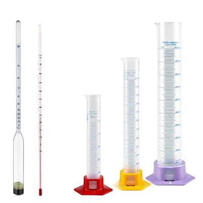Cylindres gradués, thermomètres et alcoomètres