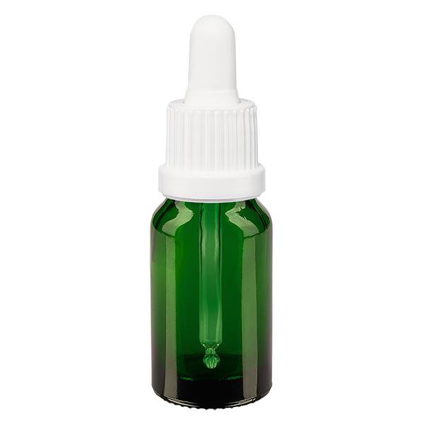 Flacon vert 10 ml + pipette blanche à système d'inviolabilité Flacon vert 10 ml + pipette blanche à système d'inviolabilité