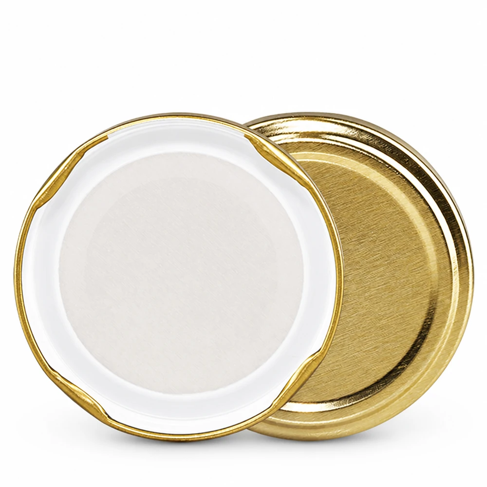 UNiTWIST TO58 doré, BioSeal, sans BPA, unitemp UNiTWIST TO58 : gros plan sur la bague d'étanchéité blanche et dorée du couvercle de bocal BioSeal unitemp