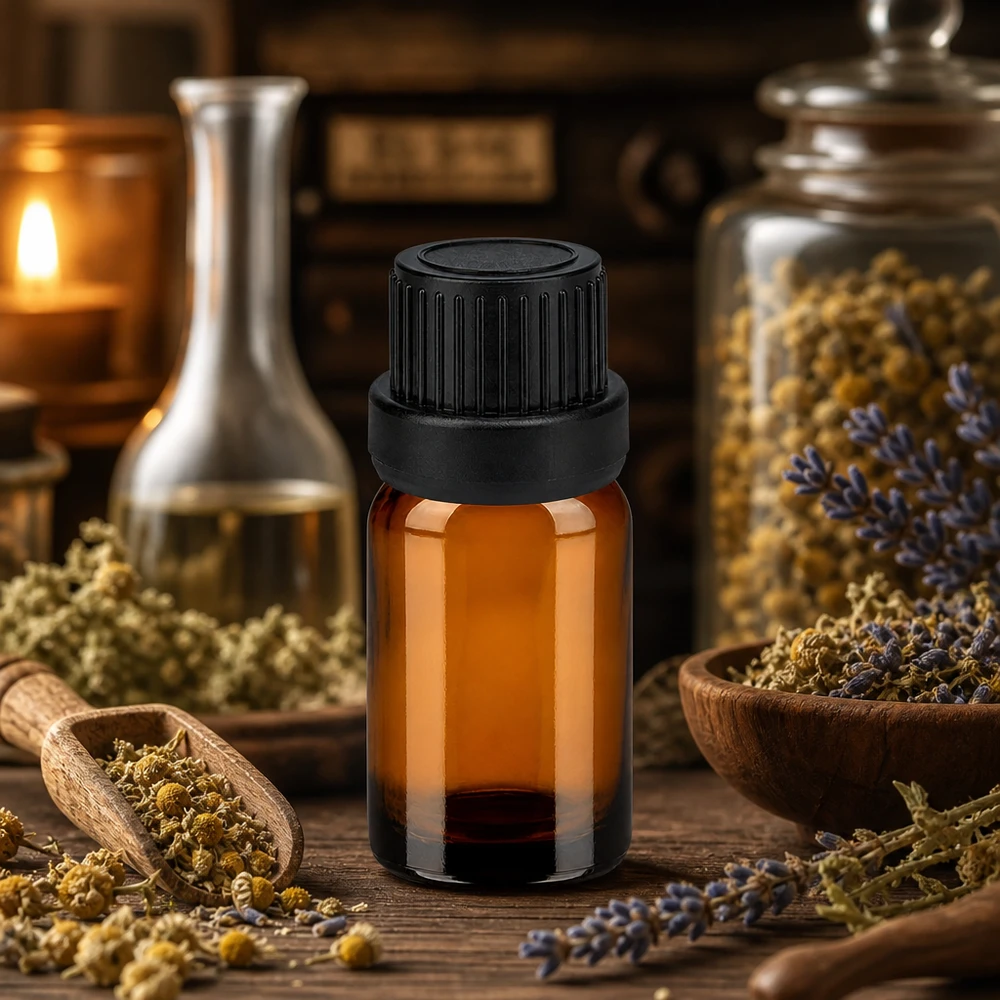 Flacon 5ml 11mm SV noir OV BrownLine UT18/5 Flacon en verre brun de haute qualité de 5ml avec protection UV et bouchon à vis noir pour cosmétiques naturels