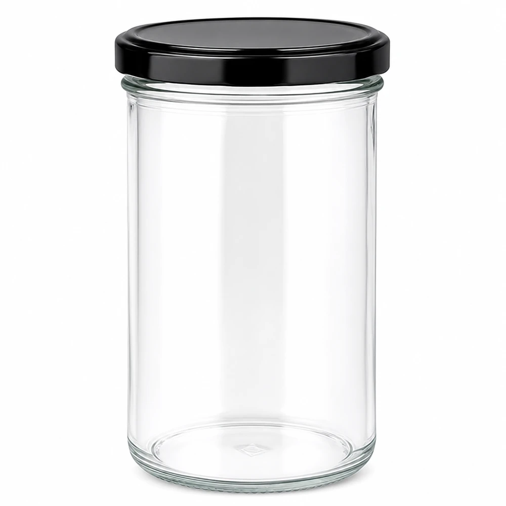 230ml Verre conique avec couvercle BasicSeal noir UNiTWIST 277ml bocal vide avec couvercle BasicSeal noir bocal à confiture bocal à provisions