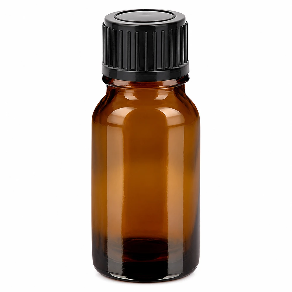Flacon 10ml 11mm SV noir STD BrownLine UT18/10 Flacon en verre brun de 10ml avec bouchon à vis noir pour huiles essentielles et cosmétiques