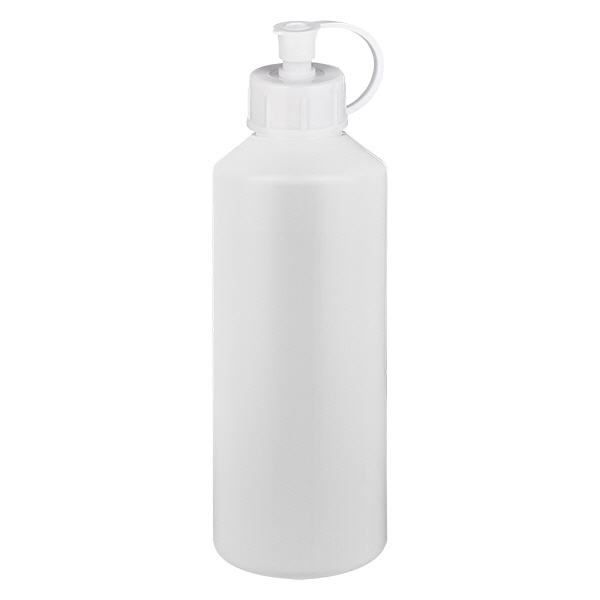 Flacon de pharmacie HDPE 100ml blanc avec bouchon pissette blanc