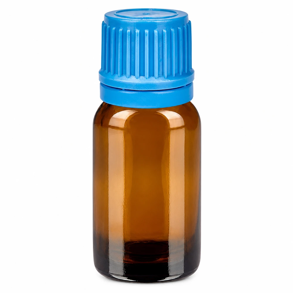 Flacon 10ml 11mm SV bleu OV BrownLine UT18/10 Bouteille compacte de 10ml avec bouchon OV bleu idéale pour les médicaments et les teintures