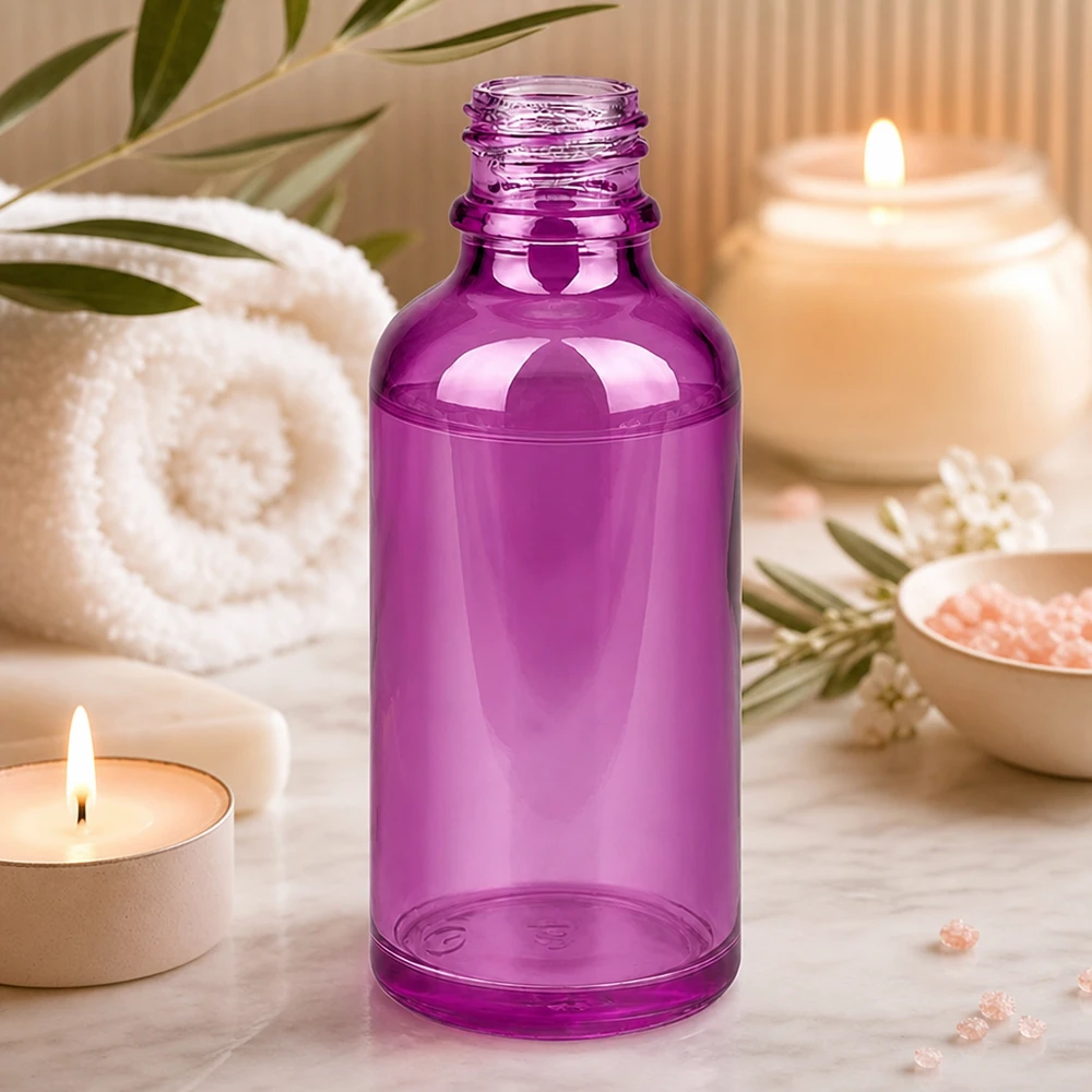 Bouteille à pharmacie de 50ml PurpleLine UT18/50 UNiTWIST Bouteille robuste PurpleLine UT18/50 50ml en verre de haute qualité avec une teinte violette moderne