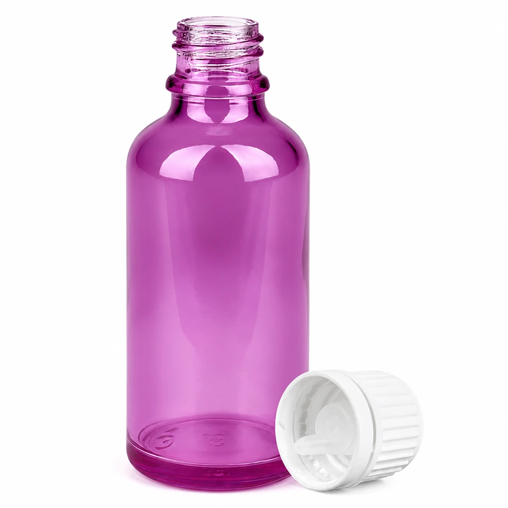 Flacon compte-gouttes 50ml 0,7mm blanc Originalité Bouchon à vis PurpleLine UT18/50 UT18 Flacon compte-gouttes fileté 50ml violet en plastique de haute qualité avec bouchon compte-gouttes précis