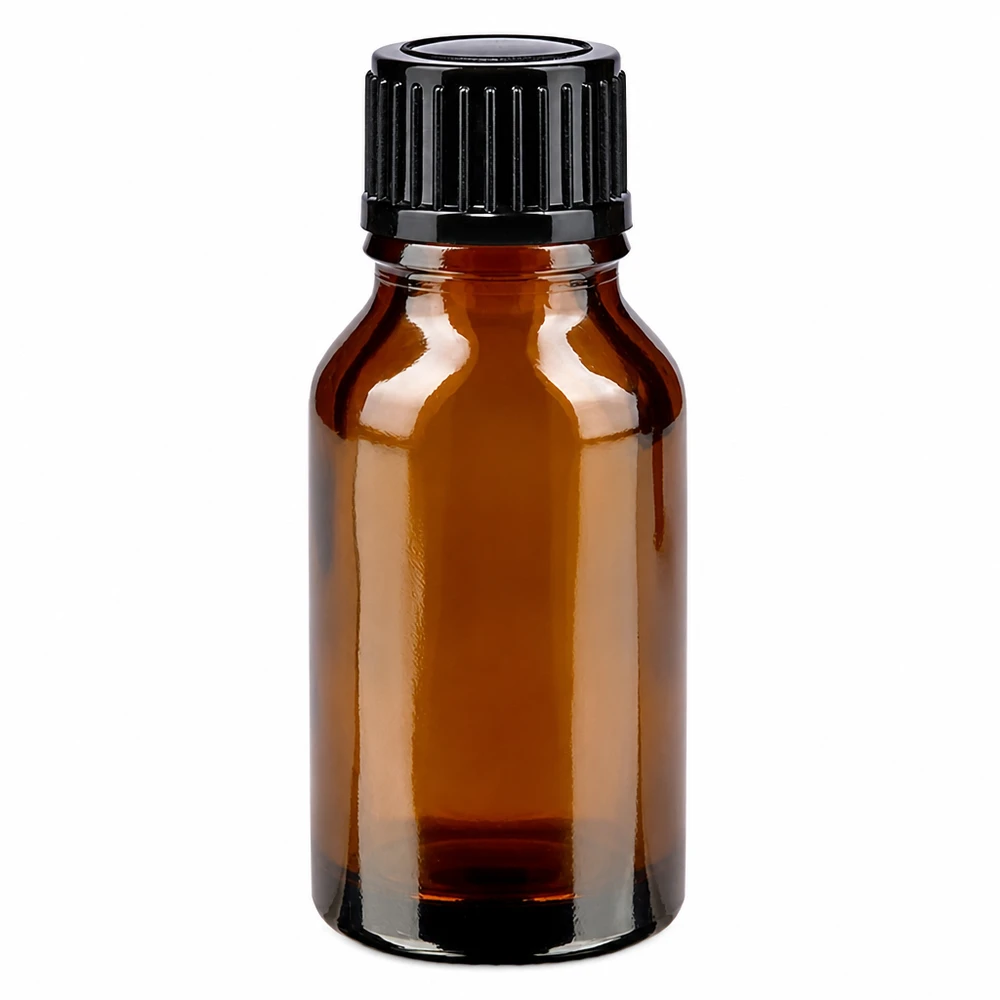 Flacon à pharmacie brun 15ml bouchon compte-gouttes noir 1mm std Flacon de pharmacie en verre ambré de 15 ml avec bouchon compte-gouttes noir pour huiles essentielles