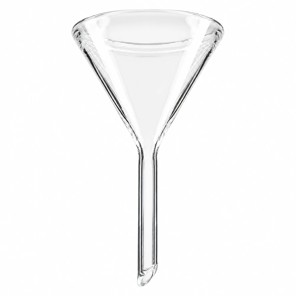 Entonnoir Ø 45mm - verre sodocalcique - angle 60° Entonnoir en verre 45mm de diamètre en verre sodocalcique avec angle de 60 degrés et manche court