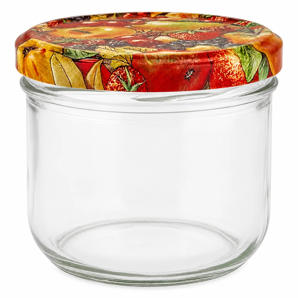 260ml bocal en verre avec couvercle décoratif de fruits, bocal vide pour confitures et conserves