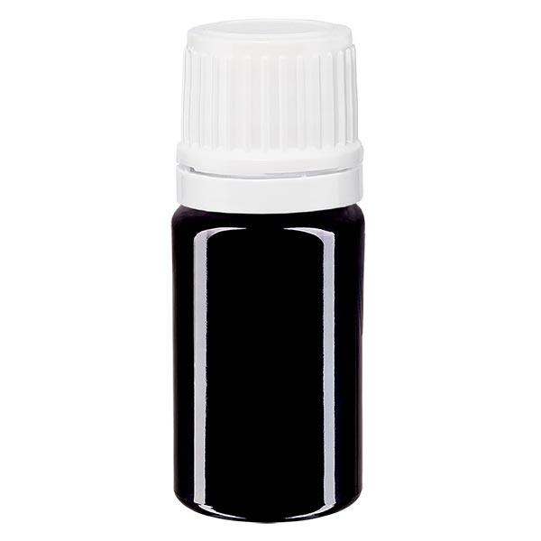 Flacon à pharmacie violet 5ml bouchon compte-gouttes 1.2mm blanc fermeture inviolable