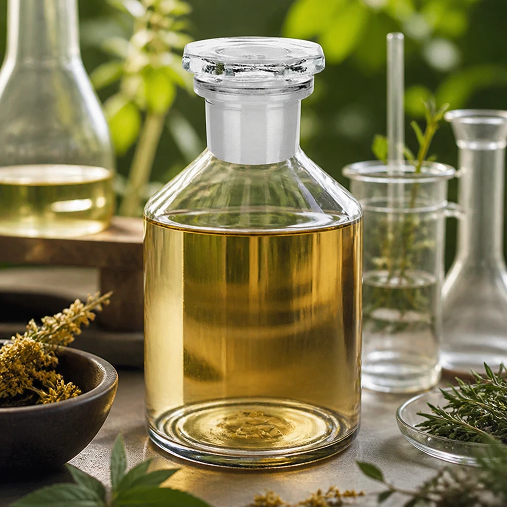 Flacon à col étroit et conique 50 ml en verre clair + bouchon de verre Flacon en verre à col étroit de haute qualité, d'une contenance de 50 ml, muni d'un bouchon en verre hermétique pour les extraits