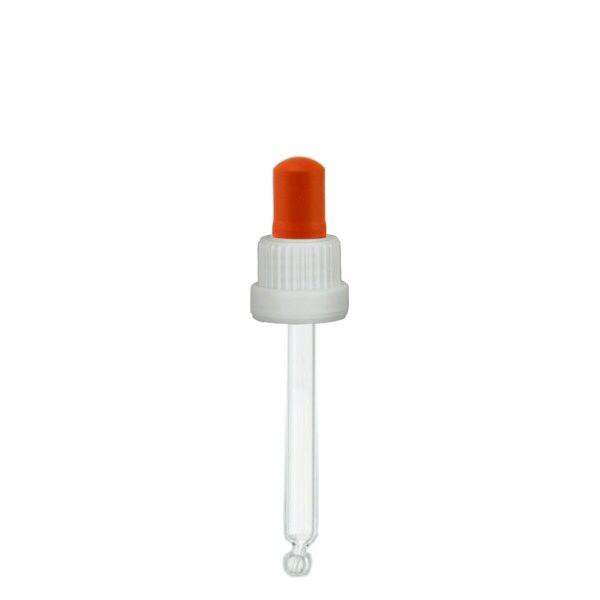 pipette en verre blanc/rouge 18mm, longueur 78 st.