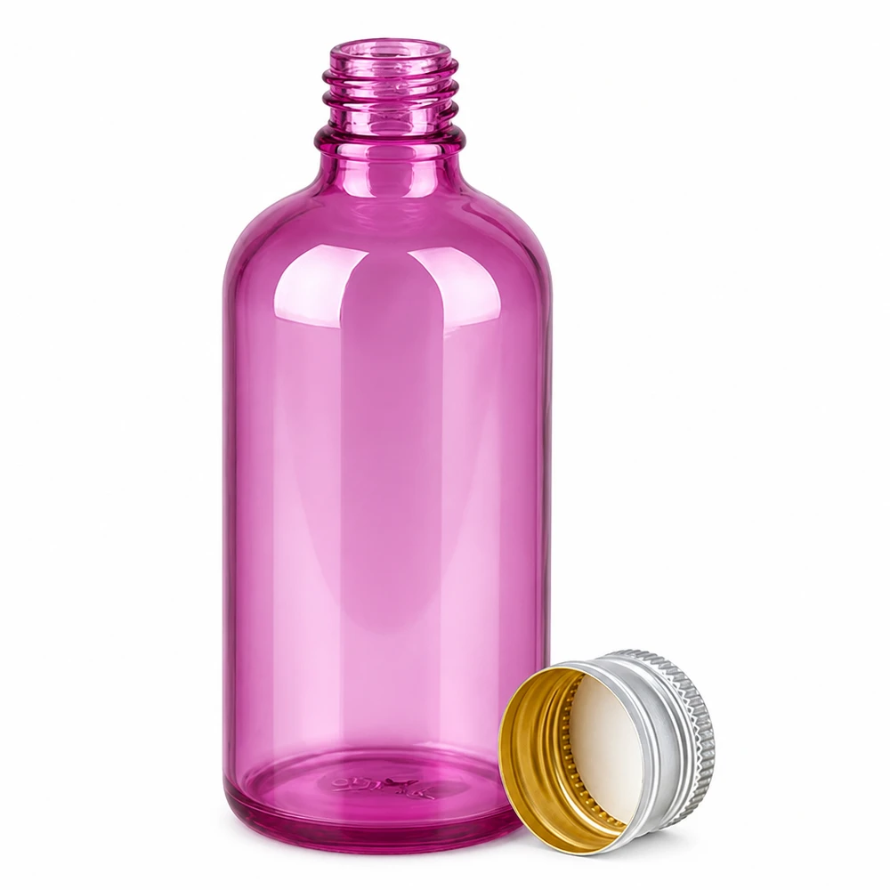 Bouteille compacte en verre violet de 100 ml avec bouchon étanche en aluminium pour un stockage sûr