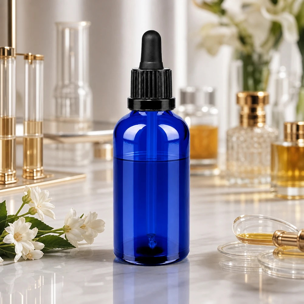 Flacon à pipette 50ml noir OV BlueLine UT18/50 Flacon compte-gouttes professionnel de 50 ml avec bouchon anti-fuite pour les applications pharmaceutiques