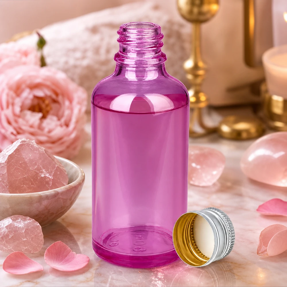 Flacon 50ml bouchon à vis 11mm alu-argent standard PurpleLine.UT18/50 Flacon de 50 ml au design violet tendance avec un filetage standard pratique de 11 mm pour une utilisation universelle