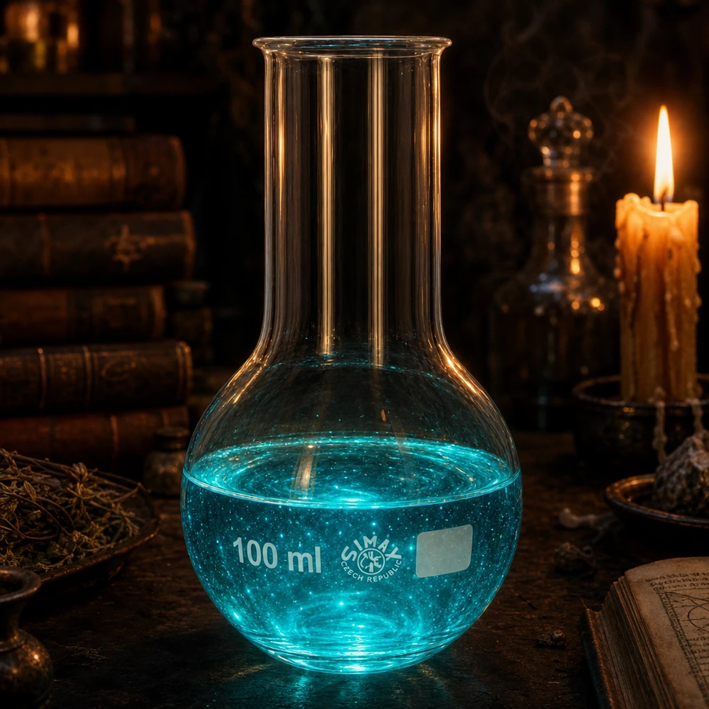 Ballon à fond plat 100 ml à col large, en verre borosilicate avec bord renforcé Ballon à fond plat de 100 ml avec graduation mate et base large pour une détermination précise du volume