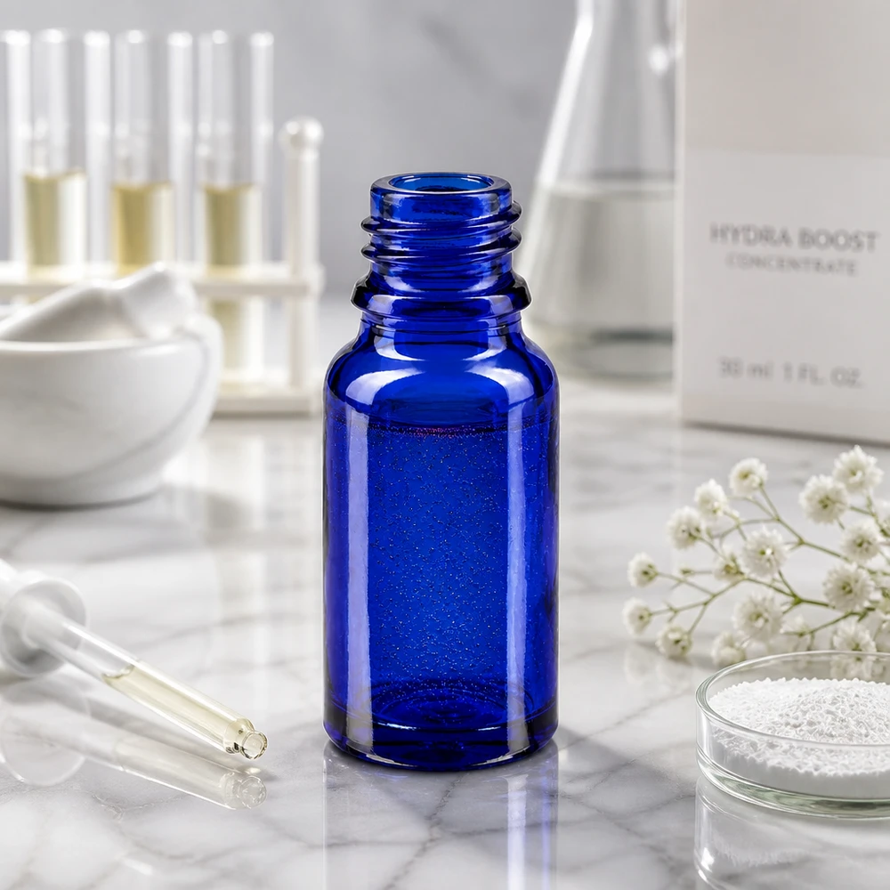 Flacon 10 ml DIN18 - verre bleu Elégant flacon de pharmacie de 10ml bleu royal parfait pour le bricolage cosmétique et l'aromathérapie
