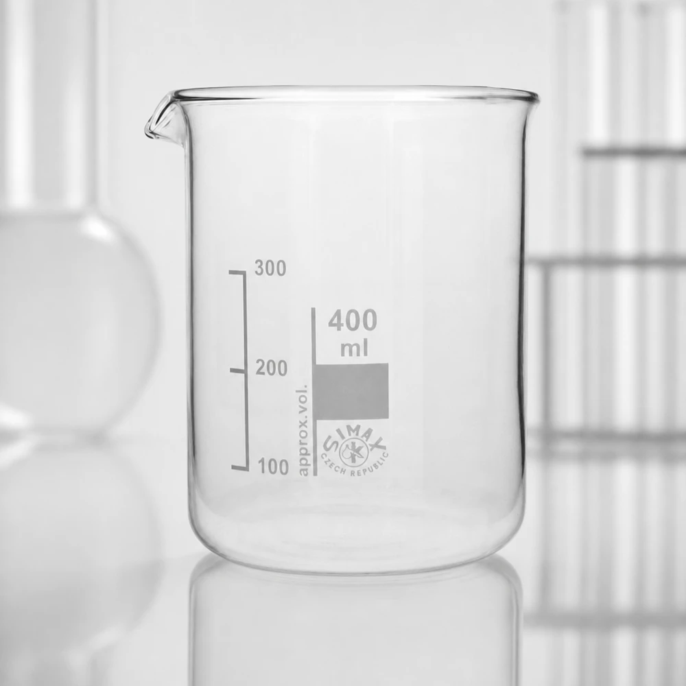 Bécher de laboratoire de 400 ml de forme basse avec bec verseur pratique pour un dosage précis
