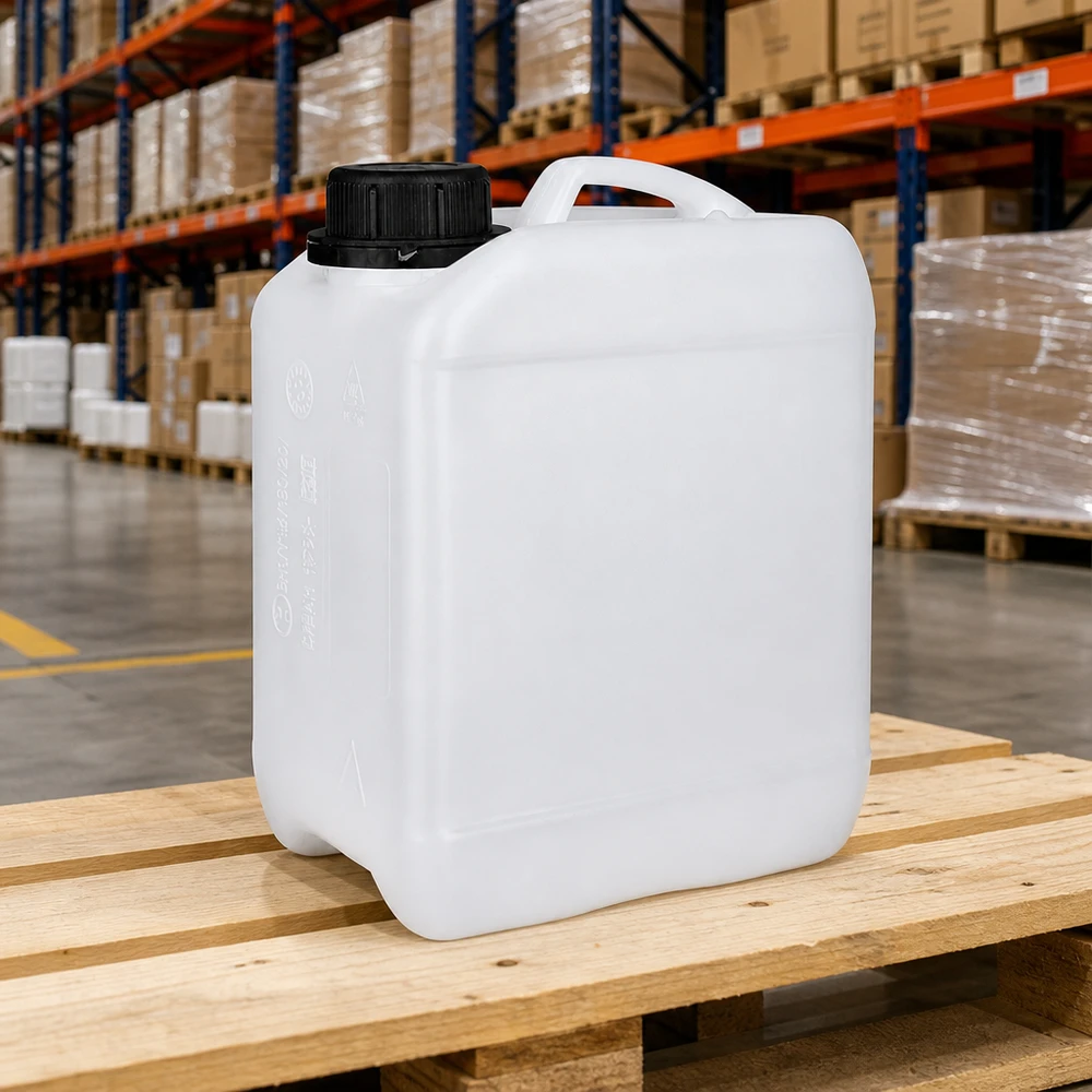 Bidon en plastique de 2,5 litres, adapté au contact alimentaire, avec bouchon d'origine à sécurité enfant, noir