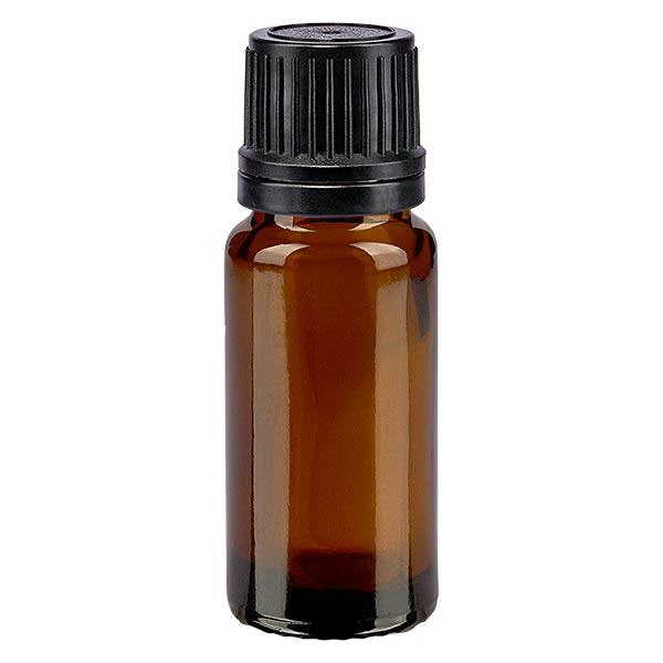 Flacon à pharmacie marron 10ml bouchon goutte à goutte 1mm noir bouchon d'inviolabilité