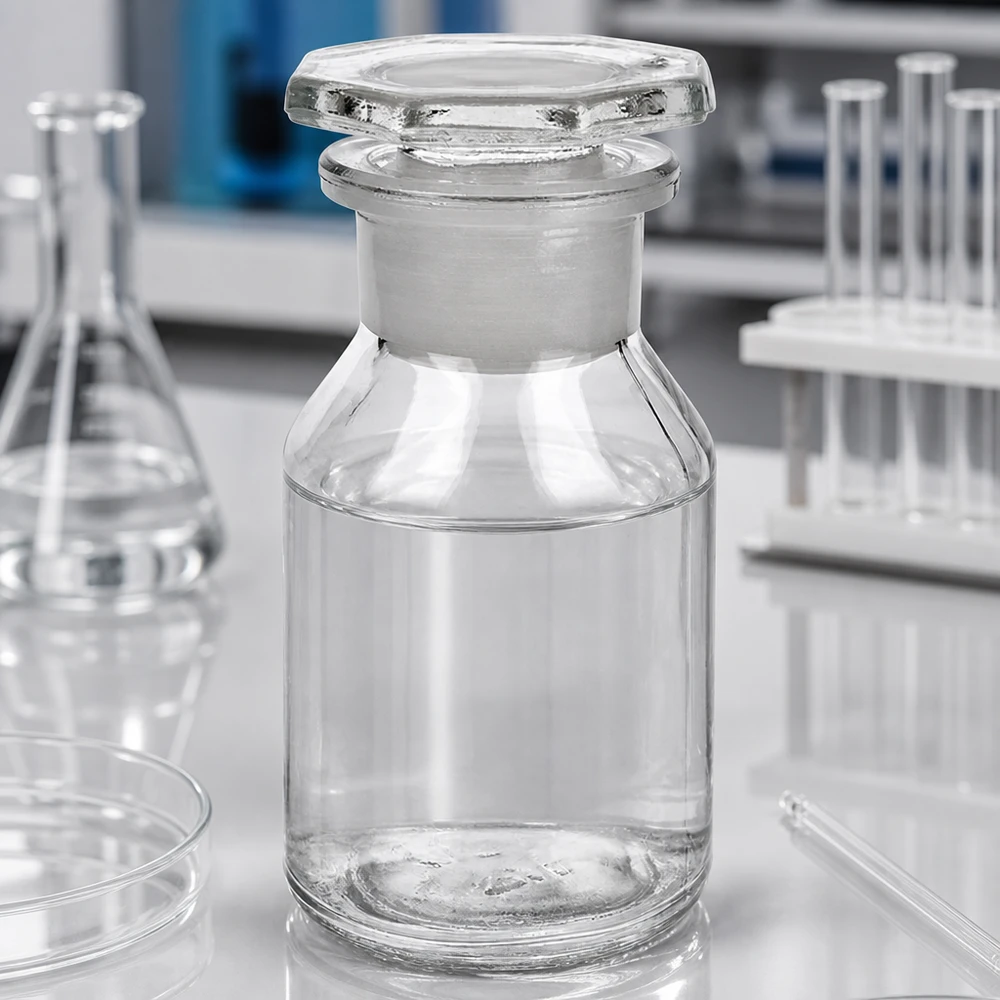 Flacon à col large et conique 50 ml en verre clair + bouchon de verre Flacon à paroi droite à col large, 50 ml, transparent, idéal pour la conservation d'échantillons et de solutions