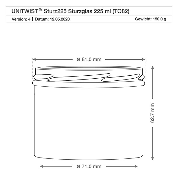 UNiTWIST Sturz225 - Verre renversé contenu 225ml TO82